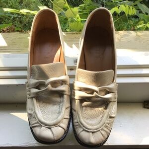 No. 6 Cream Leather Loafers with Chain Detail
